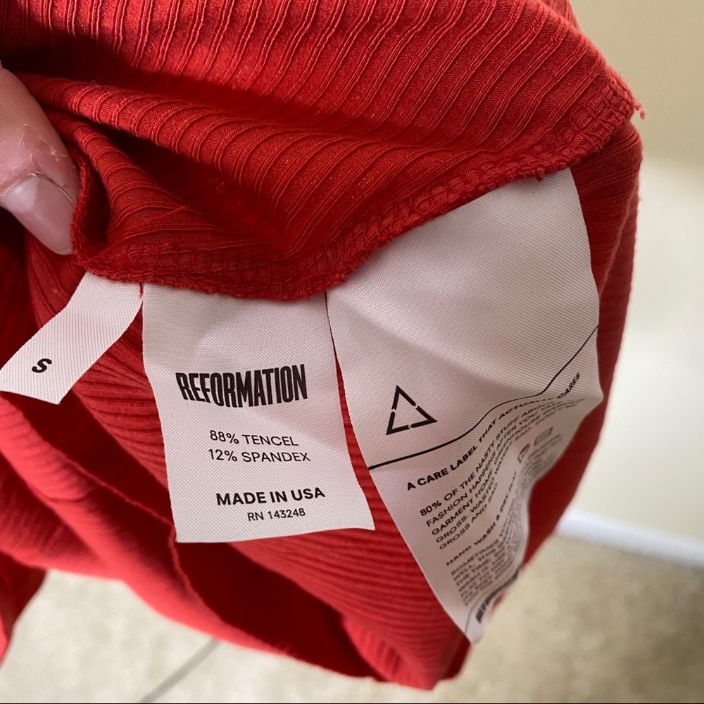 Reformation Rhodes Red Ribbed Mini Dress - Picture 6 of 6